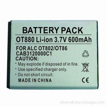 Li-ion Battery for Alcatel OT800, with 600mAh Capacity, 3.7V Voltage